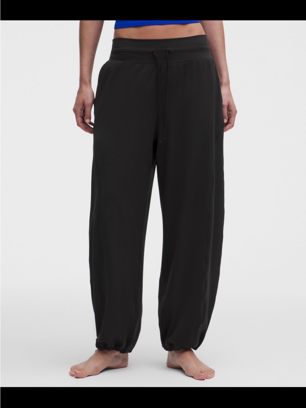 lululemon athletica Black Drawstring Wide-Leg Track Pants - Picture 2 of 8
